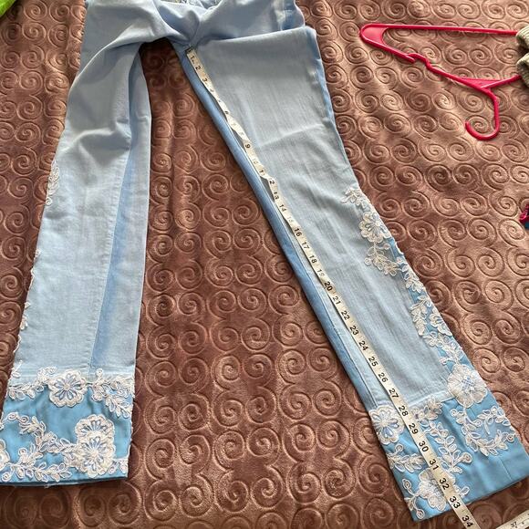 VINCE DYLAN SKINNY LIGHT BLUE LACE DETAIL JEANS SZ 27 - Picture 11 of 12